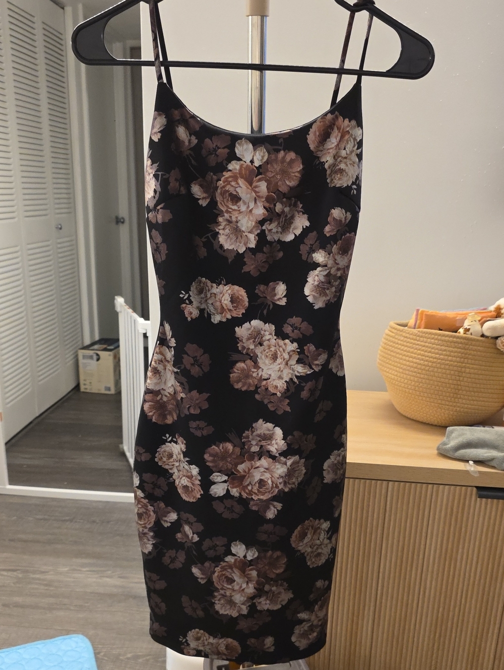 Windsor Black Floral Midi Slip Dress